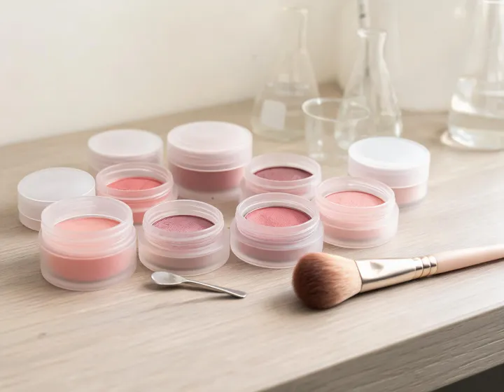 Blush Sourcing on a cosmetics bench, illustration only